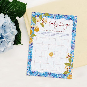 Citrus Blauw Geel Citroen Amalfi Kust Baby Shower Kaart
