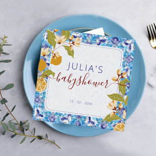 Citrus Blauw Geel Citroen Amalfi Kust Baby Shower Servet