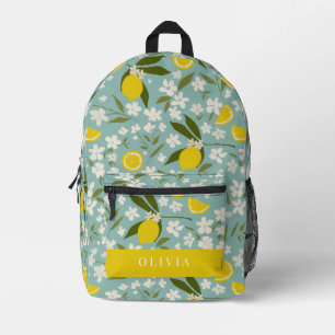Citrus Bloemen Patroon Sky Blue Bedrukte Rugzak