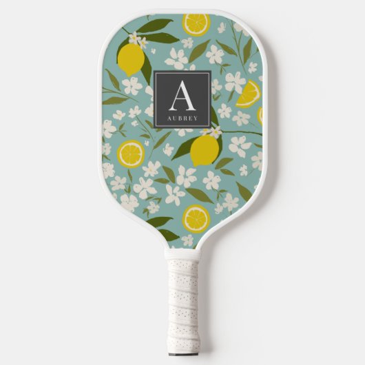 Citrus Bloemen Patroon Sky Blue Pickleball Paddle (Voorkant)