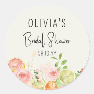 Citrus Bloemige Bruiloft Feest Favoriet Doos Ronde Sticker