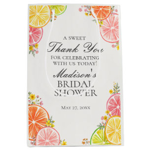 Citrus Bloemige Bruiloftsfeest Favoren Hoofdgebeur Medium Cadeauzakje