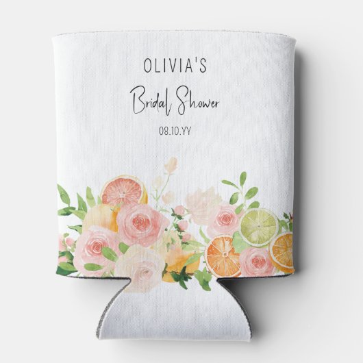 Citrus Bloemige Bruiloftstropical fel Blikjeskoeler (Achterkant)