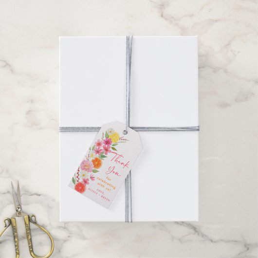 Citrus Bloemige Citroen Sinaasappel Bruidsdiner Cadeaulabel (Met Touw)