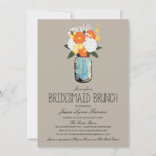 Citrus Bloom Mason Jar bruidsmeisje brunch Kaart