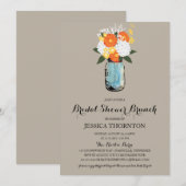 Citrus Bloom Mason Jar | Vrijgezellenfeest Brunch Kaart (Voorkant / Achterkant)