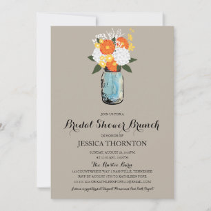 Citrus Bloom Mason Jar Vrijgezellenfeest Brunch Kaart