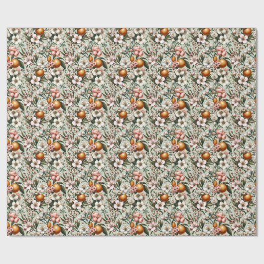 Citrus Bloom Pattern Cadeaupapier (Vlak)