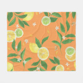 Citrus Bloom Waterverf Fabric Fleece Deken (Voorkant (Horizontaal))
