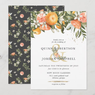 Citrus Boomgaard Boho Botanische Trouwuitnodigin Kaart