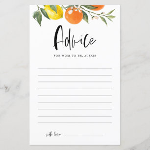 Citrus Botanical Baby shower Advice Kaart