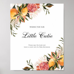 Citrus Botanical   Baby shower Gastenboek Sign Poster