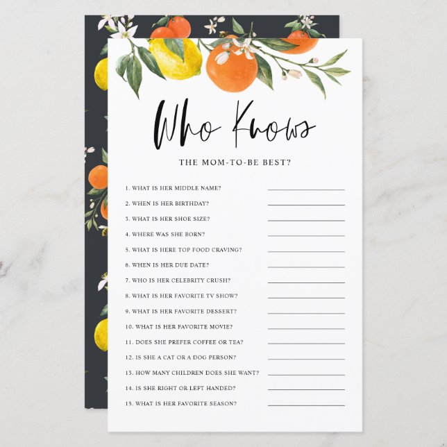 Citrus Botanical die het beste spelletje van mama  (Voorkant / Achterkant)