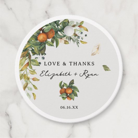 Citrus botanische groen | Bruiloft dank u Bedankjes Labels (Voorkant)