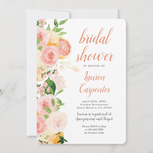 Citrus Bridal Shower-uitnodiging Kaart (Voorkant)