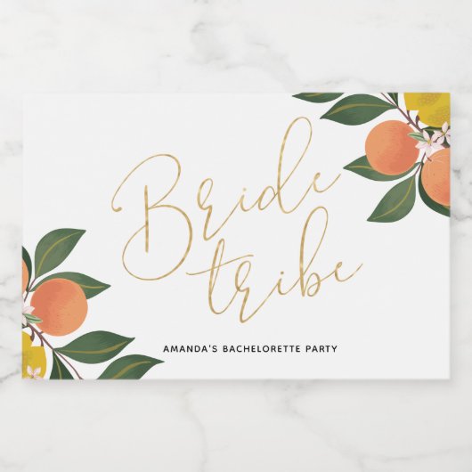Citrus Bride Tribe Bachelorette Sparkling Wijnetiket (Enkel label)