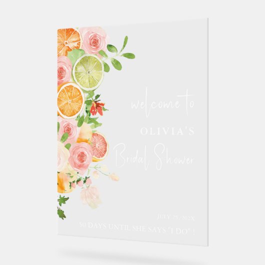 Citrus Bright Vrijgezellenfeest welkom acryl teken Acryl Bord (Hoek)