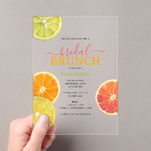 Citrus Bruids Brunch Citroen Sinaasappel Vrijgezel Acryl Uitnodigingen