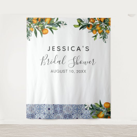 Citrus Bruiloft Feest Achtergrond Fotohokje Wandkleed (Voorkant)