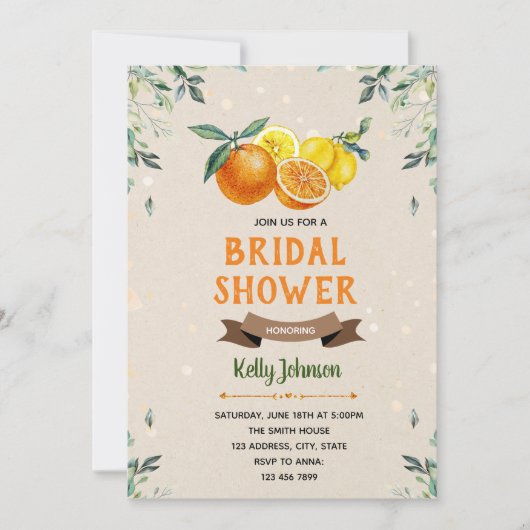 Citrus bruiloft uitnodiging (Voorkant)