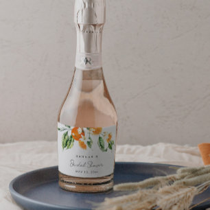 Citrus Bruiloftsfeestje Miniatuur Sparkling Wijnetiket