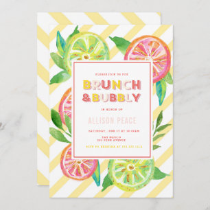Citrus Brunch en Bubble Shower Invitation Kaart