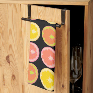 Citrus Candy Citroen Patroon Zwart Theedoek
