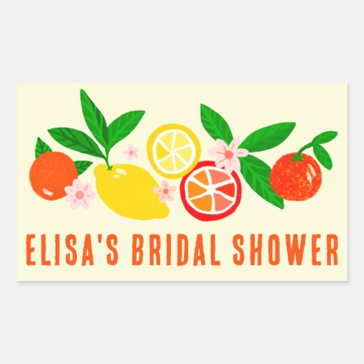Citrus Celebration Bright Custom BRIDAL SHOWER  Rechthoekige Sticker (Voorkant)