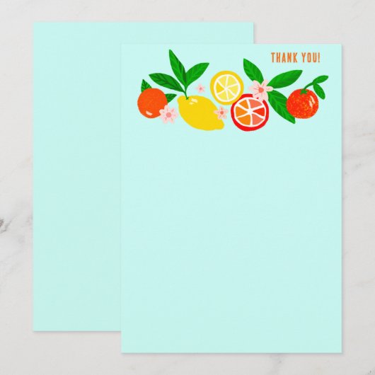 Citrus Celebration Custom Colorful Blank Note Bedankkaart (Voorkant / Achterkant)
