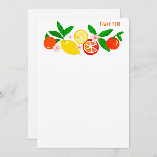 Citrus Celebration Custom Colorful Blank Note Bedankkaart (Voorkant / Achterkant)