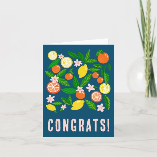 Citrus Celebration Custom Kleurrijke GEFELICITEERD Kaart (Voorkant)