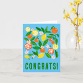 Citrus Celebration Custom Kleurrijke GEFELICITEERD Kaart (Gele Bloem)