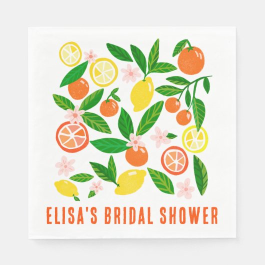 Citrus Celebration Custom Name BRIDAL SHOWER Servet (Voorkant)