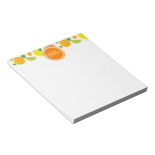 Citrus Characters Leaf Pattern Name Initiaal Notitieblok (Schuin)