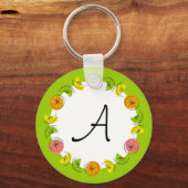 Citrus Circle Green Monogram dubbelzijdig Sleutelhanger (Voorkant)
