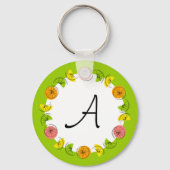Citrus Circle Green Monogram dubbelzijdig Sleutelhanger (Achterkant)