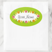 Citrus Circle Groene Naam sticker rond (Tas)