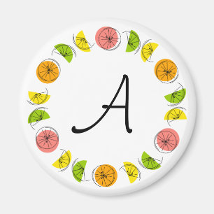 Citrus Circle Monogram magnet rond Magneet