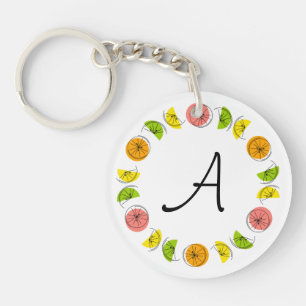 Citrus Circle Monogram sleutelhanger dubbelzijdig