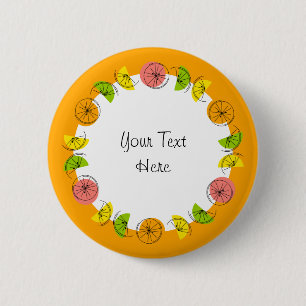 Citrus Circle Oranje Tekst knop rond Ronde Button 5,7 Cm