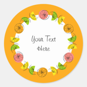 Citrus Circle Oranje Tekst sticker rond
