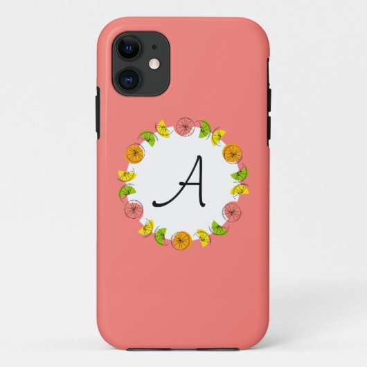 Citrus Circle Roze Monogram iPhone case (Achterkant)