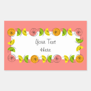 Citrus Circle Roze Naam sticker rechthoek