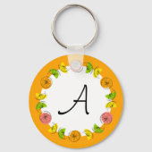 Citrus Circle Sinaasappel Monogram dubbelzijdig Sleutelhanger (Achterkant)