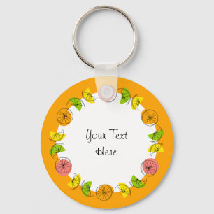 Citrus Circle Sinaasappel Tekst aluminium dubbelzi Sleutelhanger