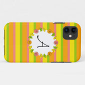 Citrus Circle Stripe Classic Monogram iPhone case (Achterkant (horizontaal))