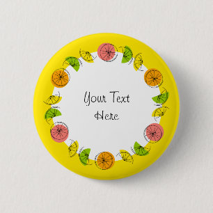 Citrus Cirkel Gele Tekst knop rond Ronde Button 5,7 Cm
