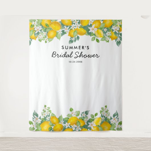 Citrus Citroen Baby Shower Fotobackdrop Wandkleed (Voorkant)