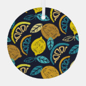 Citrus citroen doodle patroon achtergrond glas ornament (Achterkant)