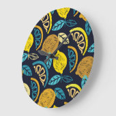 Citrus citroen doodle patroon achtergrond grote klok (Hoek)